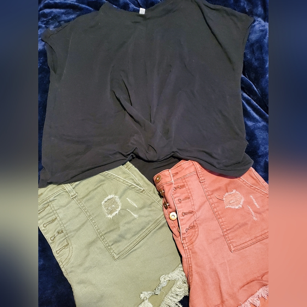 2 Shorts High Rise Size 13, 1 Blouse Time and True Size Large
